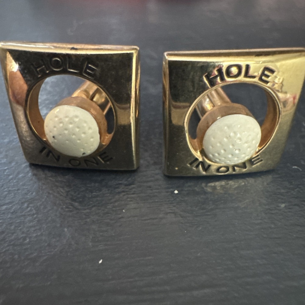 Vintage Swank Hole in One Golf cufflink pair
